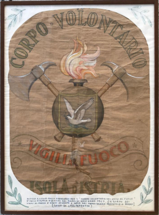 1927 corpo volontario vigili fuoco isola istria stendardo